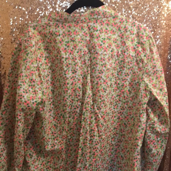 GAP Fitted Boyfriend Pink and Green Button Down - Picture 5 of 5